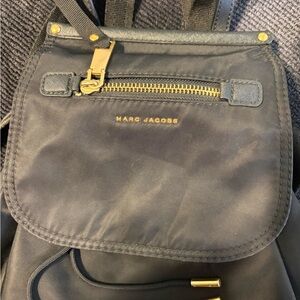 Marc Jacobs Trooper Black Nylon Backpack with Gold Accents
